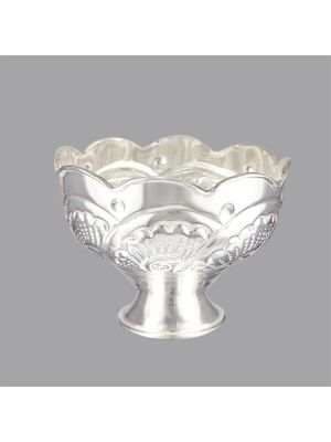 Silver bowl with floral design-hover