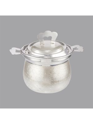 Embossed silver storage pot-hover