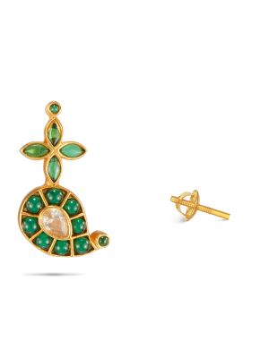 Green stone floral earring-hover