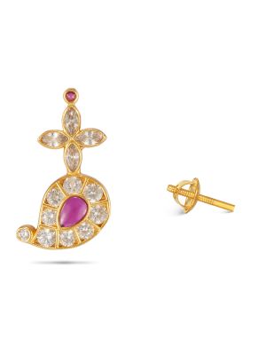 Pink stone Kundan earring-hover