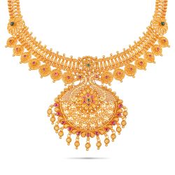 Peacock Design Gold Necklace-hover