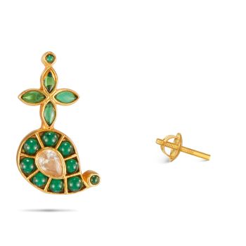 Green stone floral earring-hover