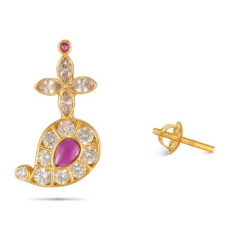 Pink stone Kundan earring-hover