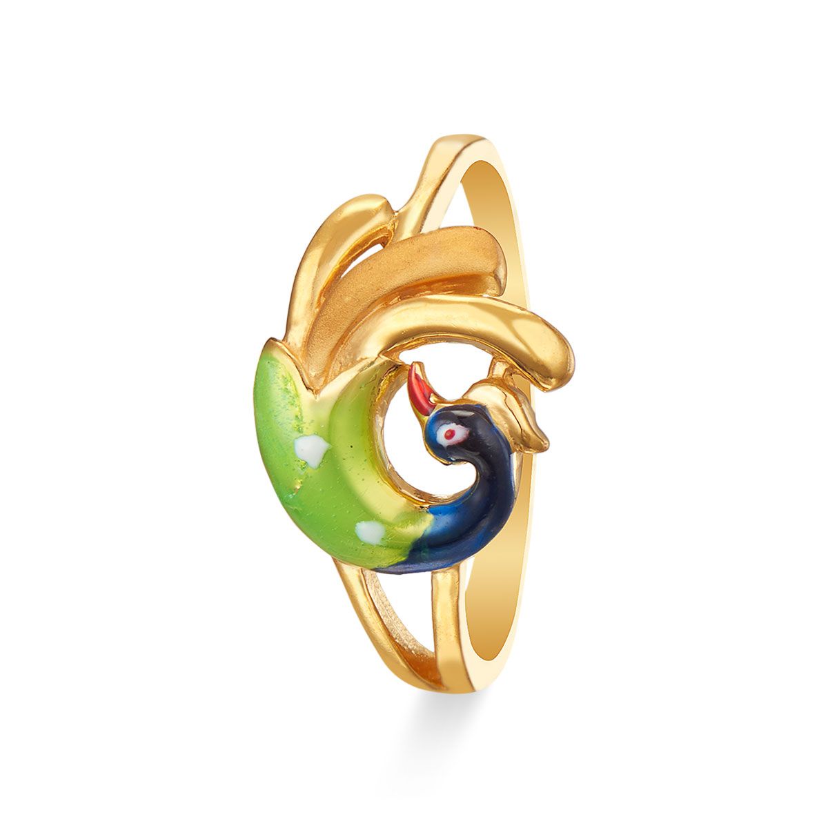 22K Gold 'Peacock' Vanki Ring with Cz & Color Stones - 235-GVR430 in 4.500  Grams