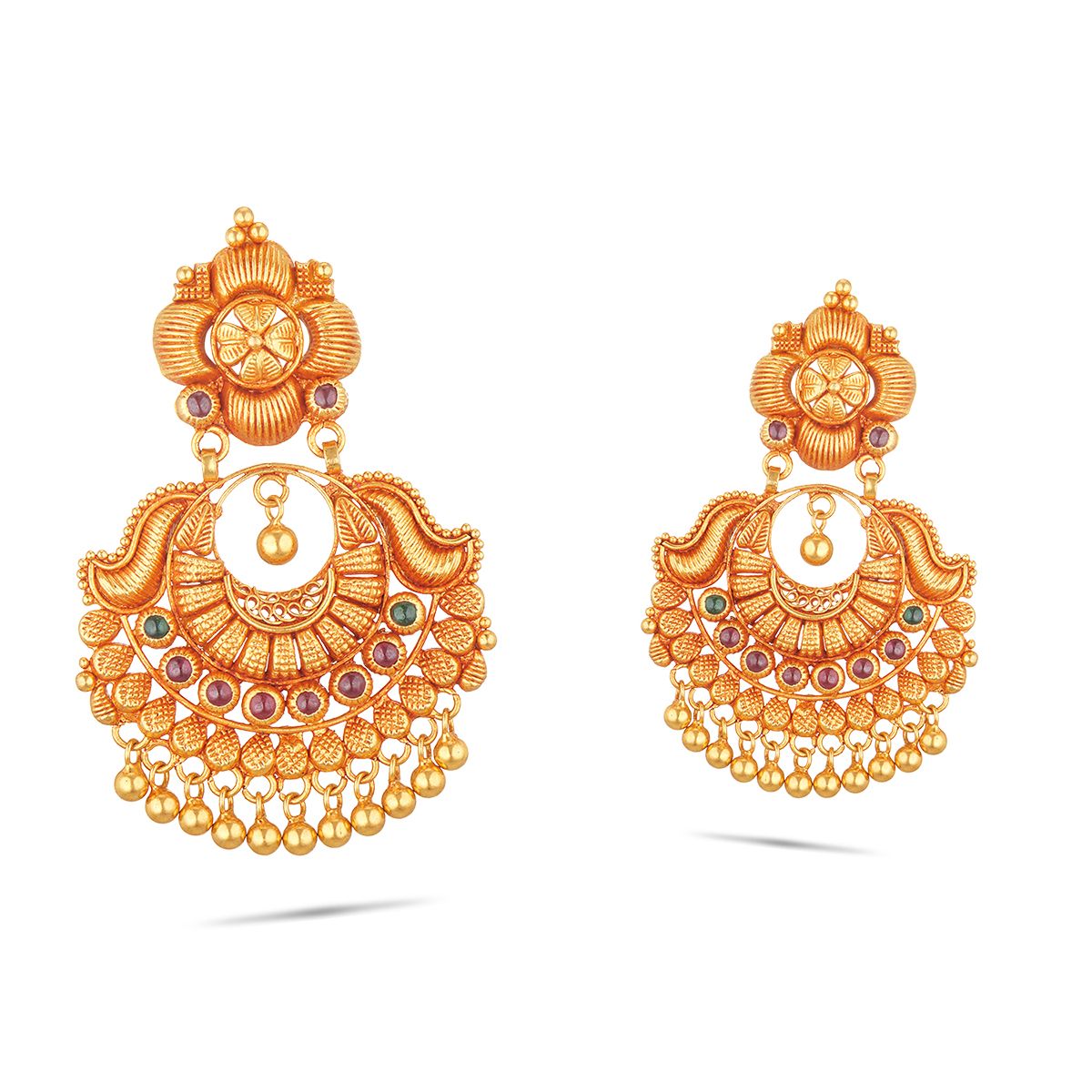 Buy Traditional Gold Design Double Layer Bridal Wear Big Dangler Earrings  Online